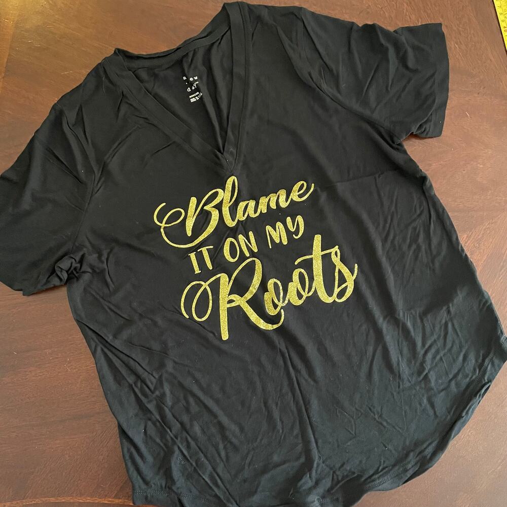 A New Day Womens Medium Activewear Funny Humor Black & Gold